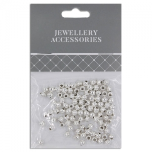 Spacer Beads 4mm Bright Silver Plate Pack 100